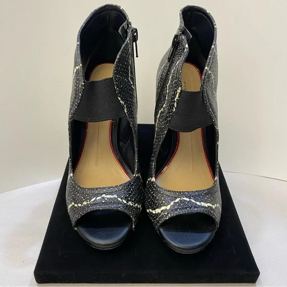 Gianni Bini Snakeskin Leather Peep Toe Ankle Bootie Stiletto Heel 7 - Picture 6 of 15